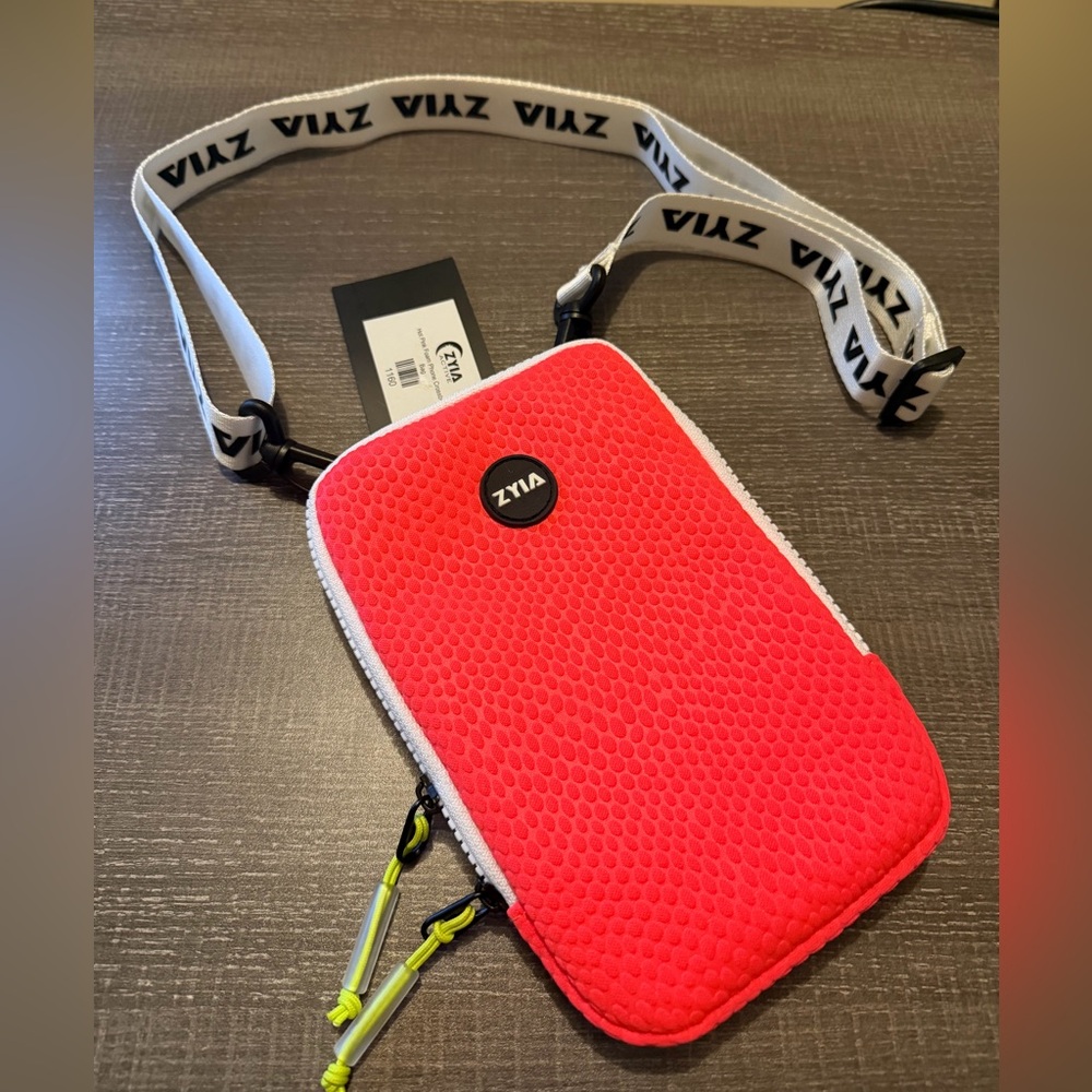 ZYIA Hot Pink / Coral and White Crossbody Bag IPhone bag New